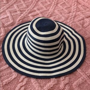 C Striped Navy and Cream Sun Hat